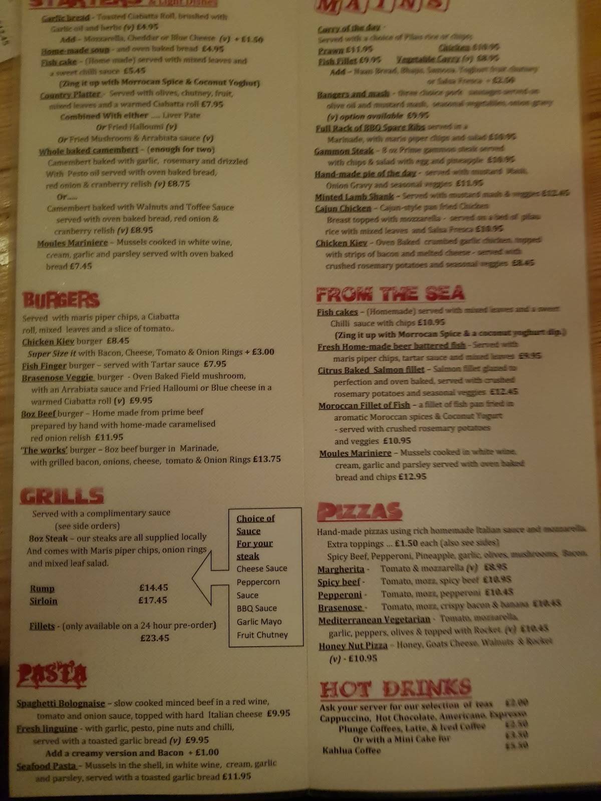 Menu at The Brasenose Arms pub & bar, Banbury
