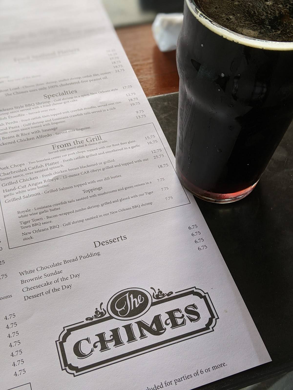 Menu at The Chimes pub & bar, Baton Rouge