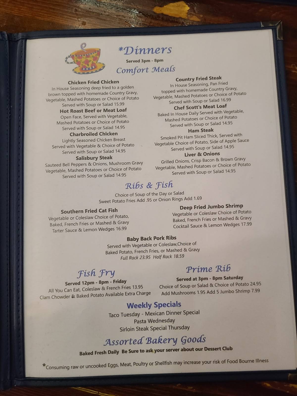 Menu at The Horseshoe cafe, Benson, 154 E 4th St