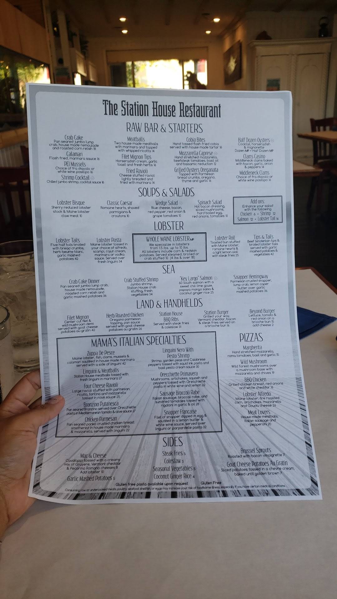 Menu at The Station House Restaurant, Lantana