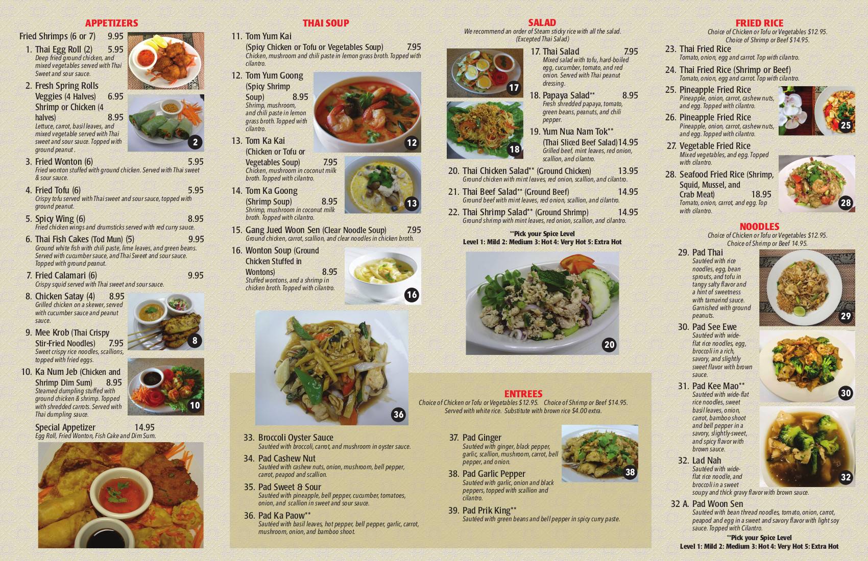 Menu at Two Sisters Thai restaurant, Walworth