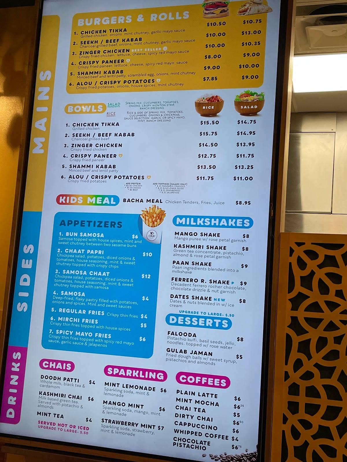 Menu at CHA Street Food (Tysons Corner Mall) restaurant, Tysons