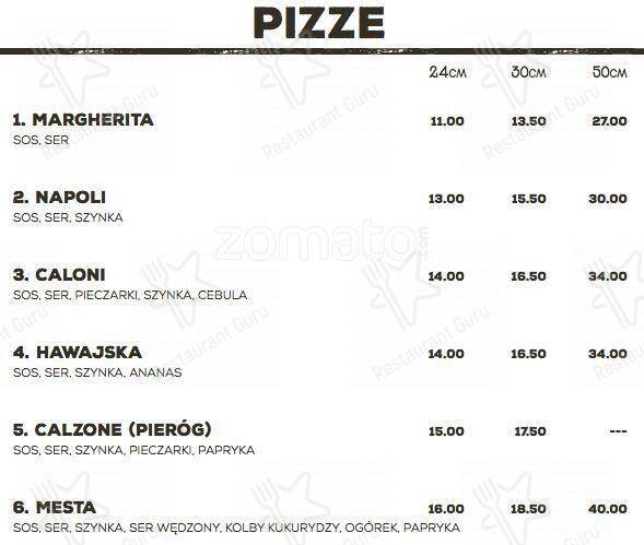 Carta de Pizzeria U Skrzypka