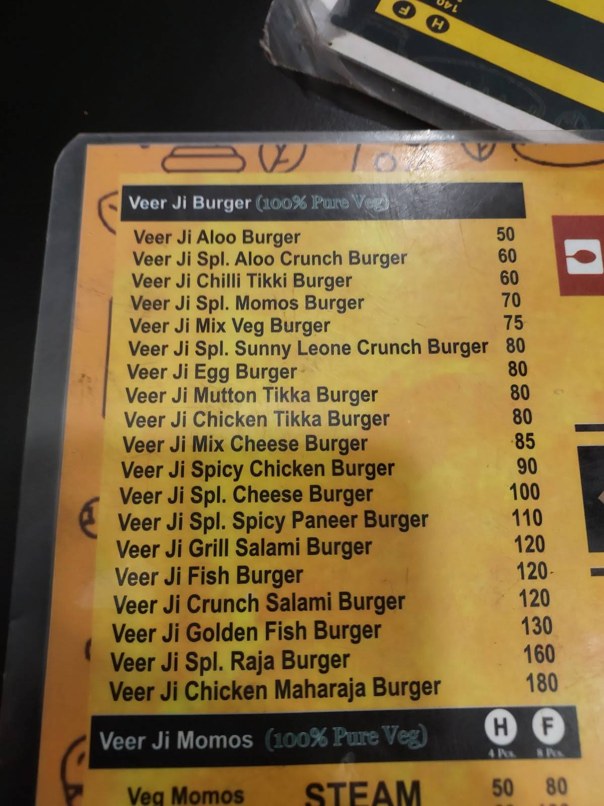 Menu at Veer Ji Malai Chaap Wale Uttam Nagar, Delhi