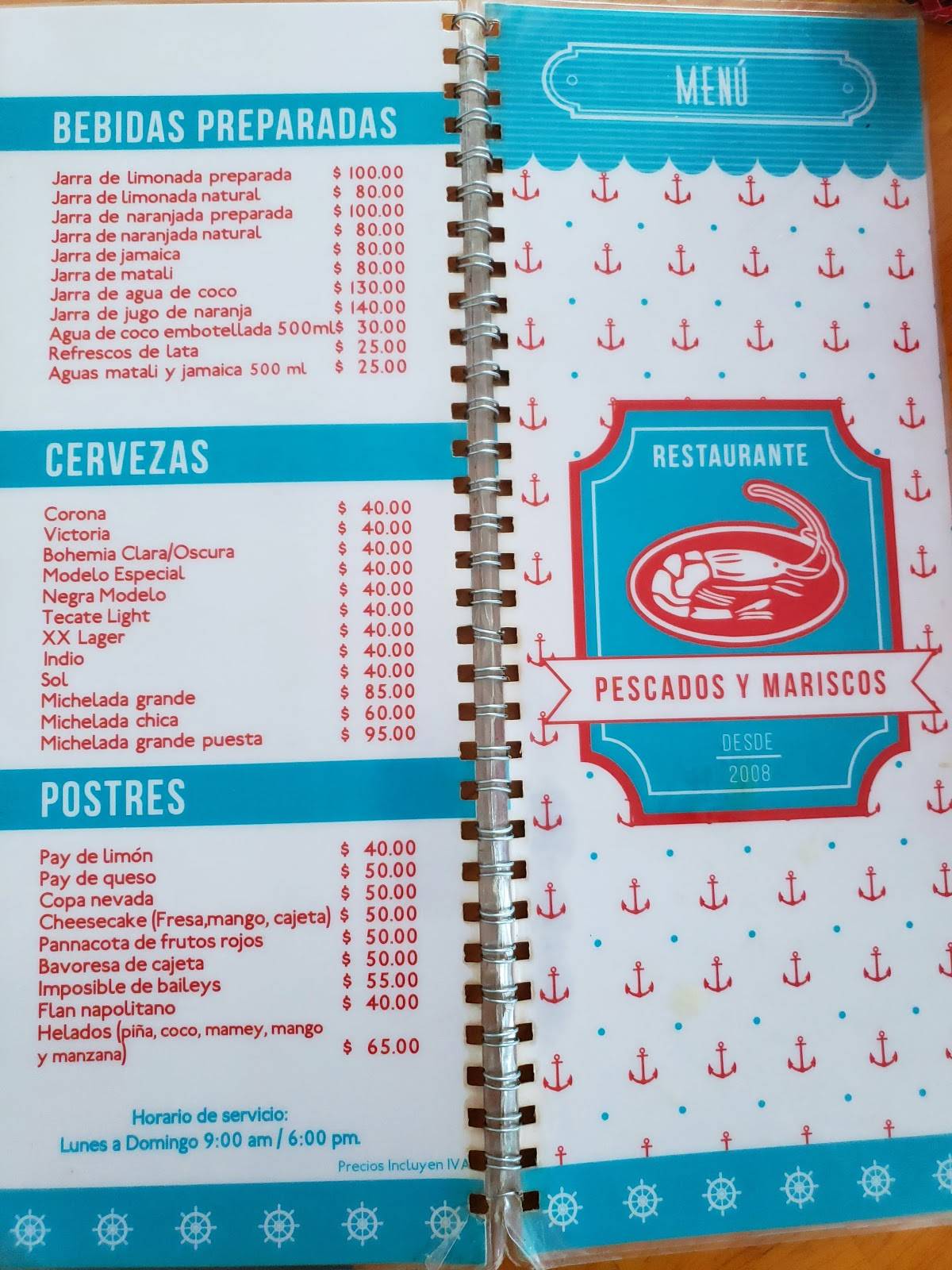 Carta Del Restaurante Pescados Y Mariscos Villahermosa