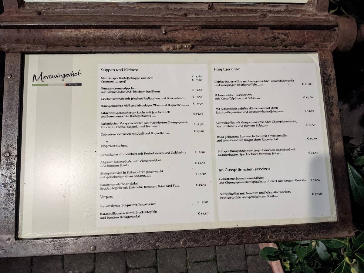 Menu at Weinhaus Merowingerhof pub & bar, Andernach