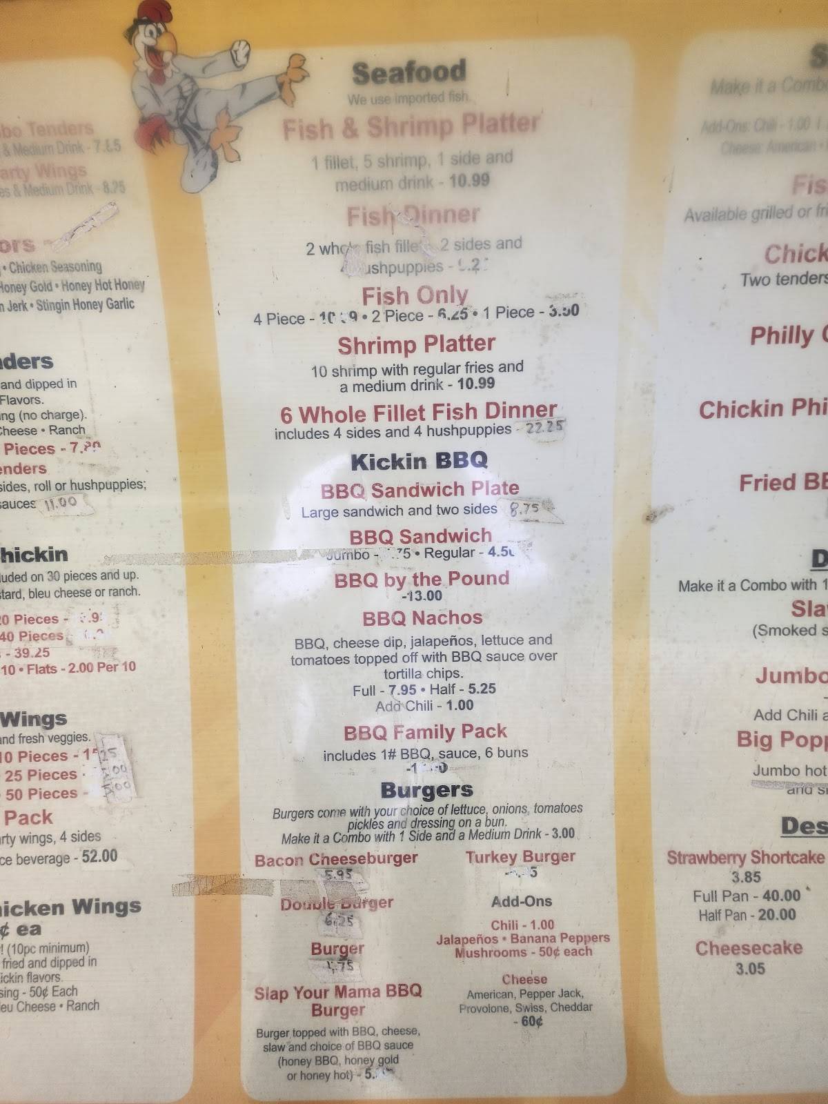 Menu At Kelleys Kickin Chicken Restaurant West Memphis