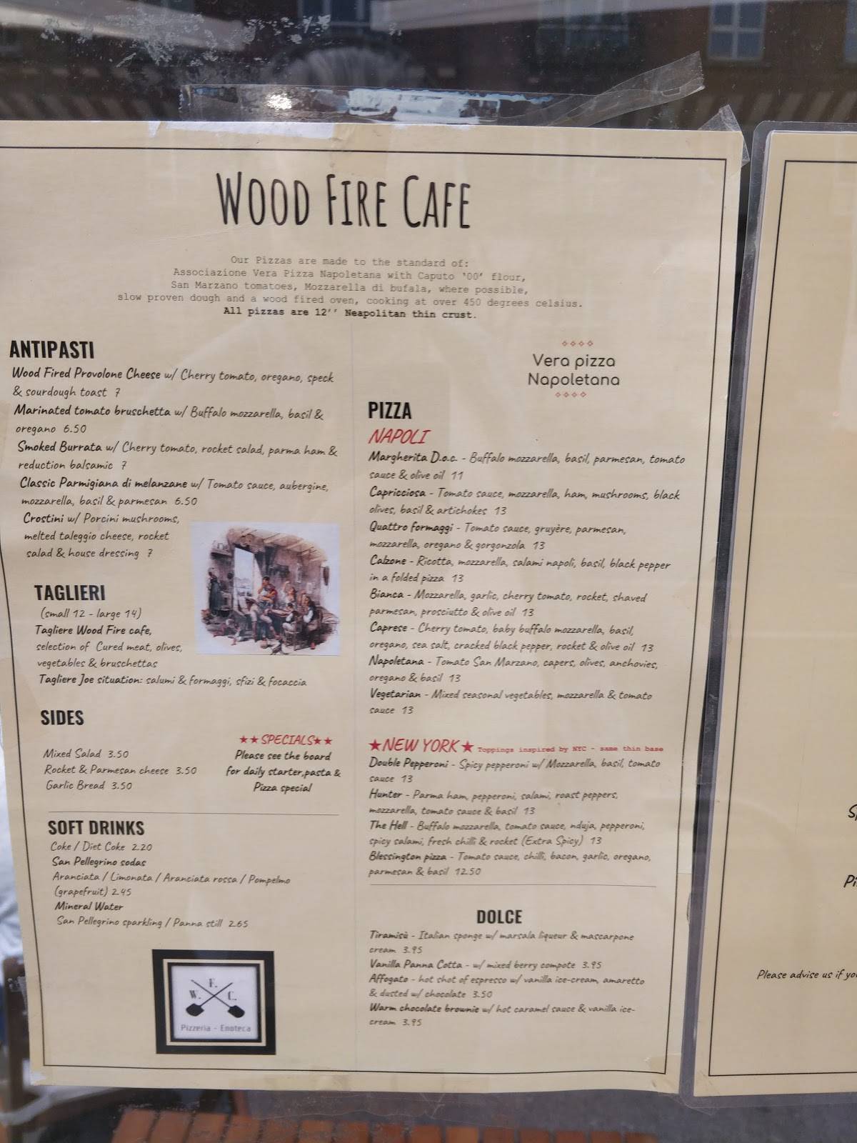 Menu at Wood Fire Cafe, Dublin
