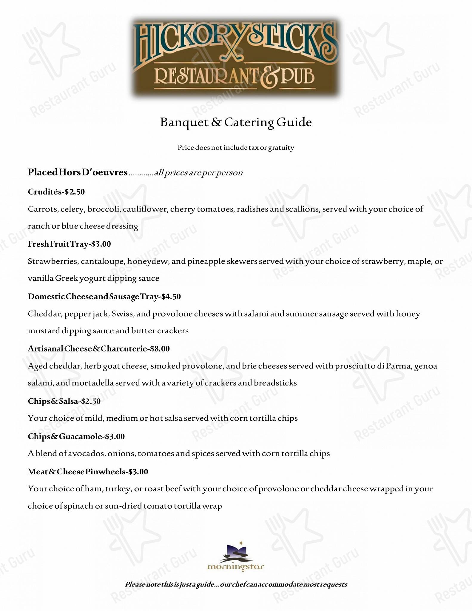 Menu at Hickory Sticks Restaurant, Waukesha