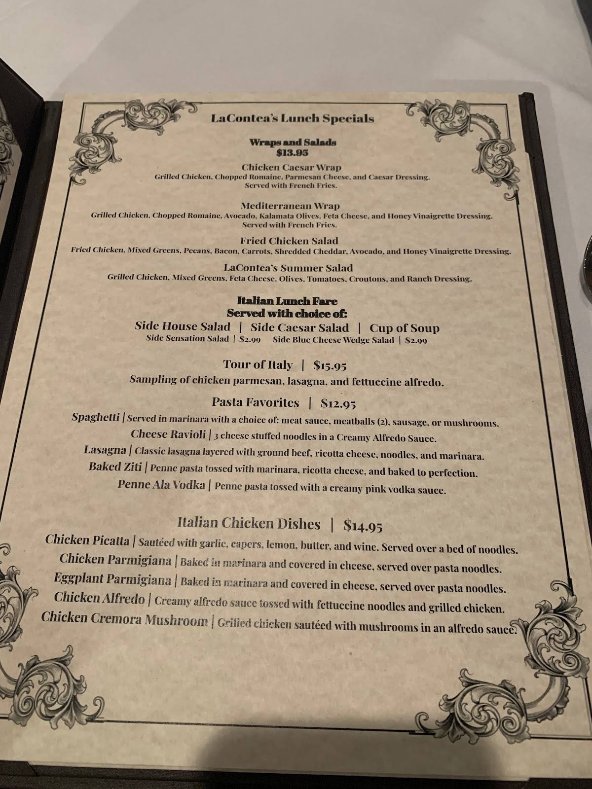 Menu at La Contea Italiano Ristorante pizzeria, Baton Rouge