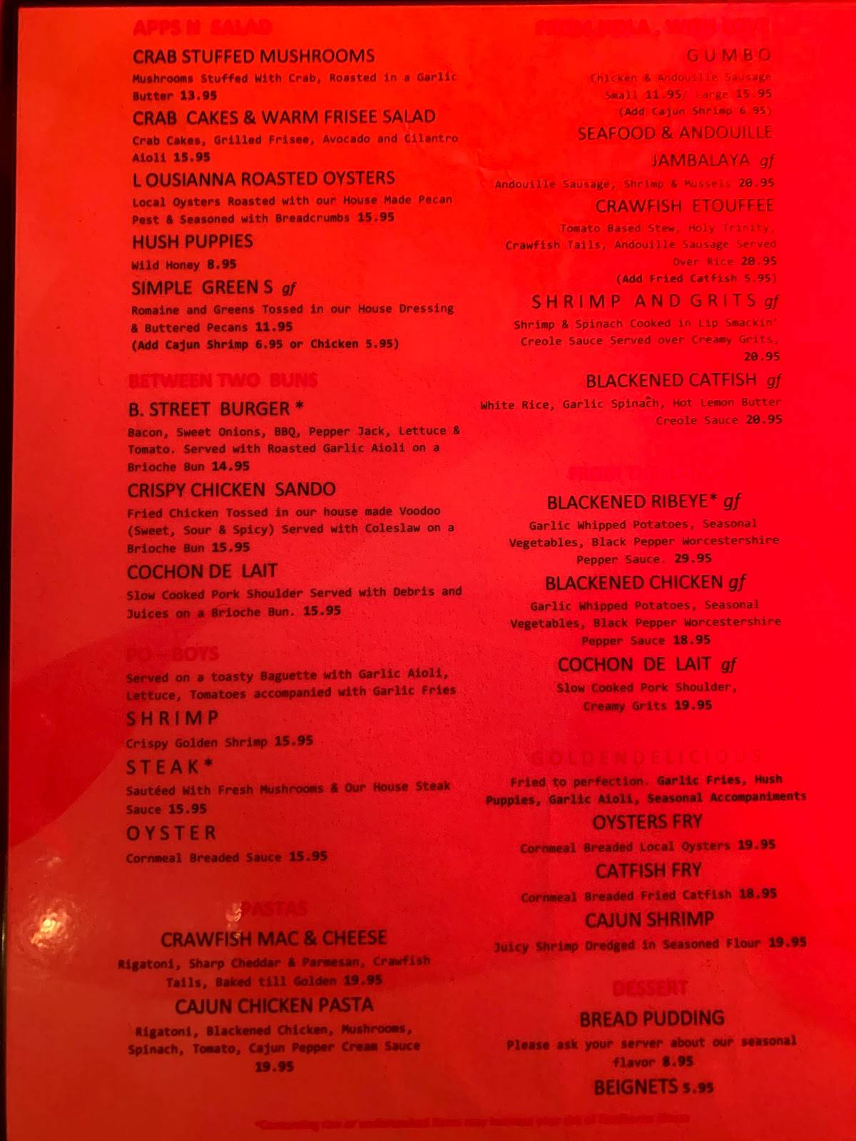 Menu at Bourbon Street Bar and Grill, Puyallup