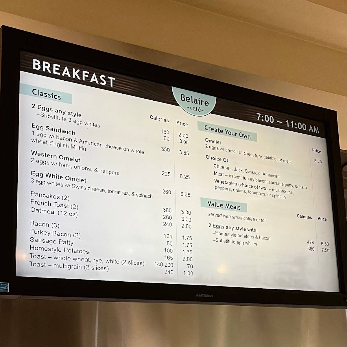 Menu at HSS Belaire Café cafe, New York City