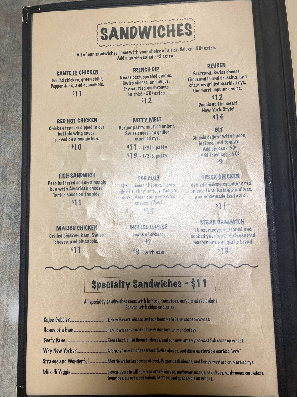 Menu at Log Cabin Cafe, Choteau