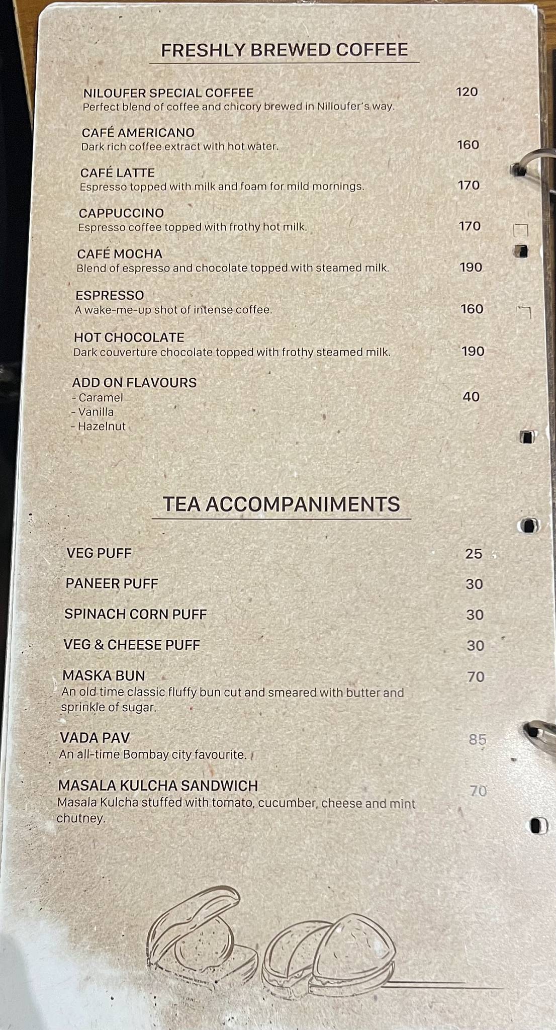 Menu at Cafe Niloufer Premium Lounge, Hyderabad, Divine Banjara - AMN