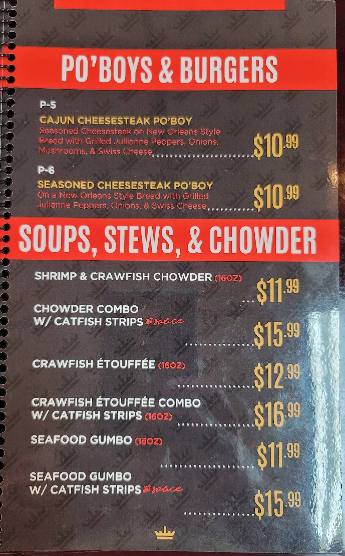 Menu at Cajun King Restaurant and Bar, Warr Acres, NW 63rd St