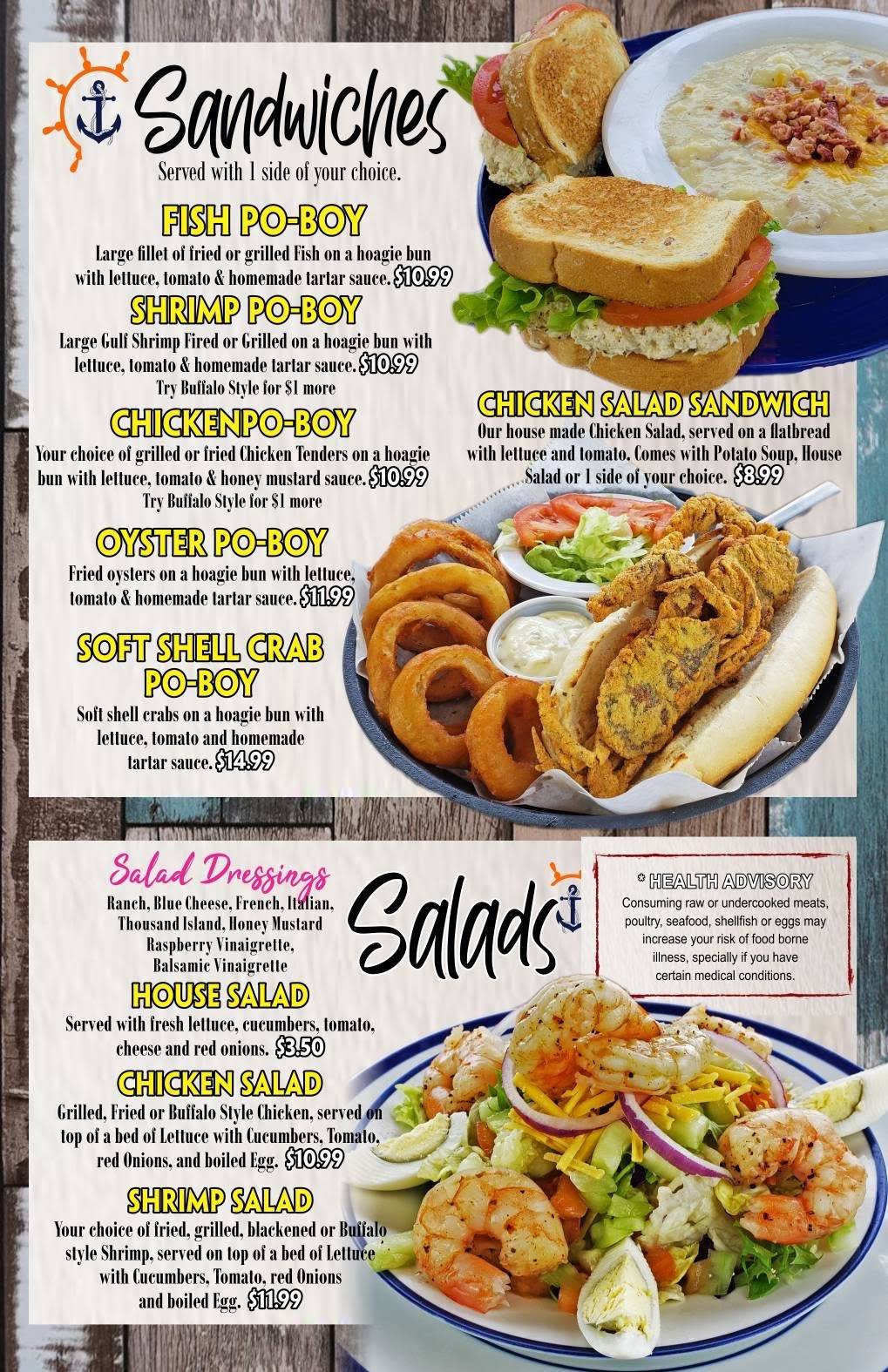 Menu at Castaway Seafood Restaurant, Bonifay