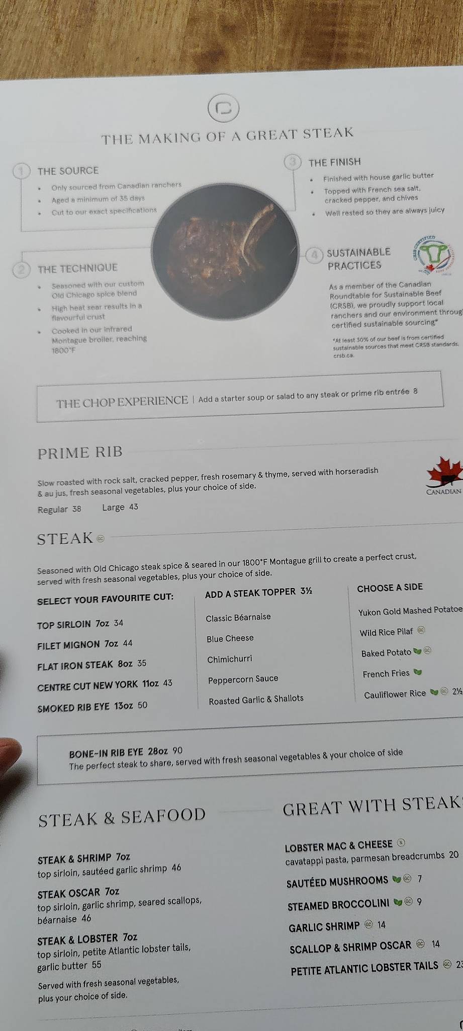 Menu at Chop Steakhouse & Bar, Edmonton, Ellerslie Rd SW