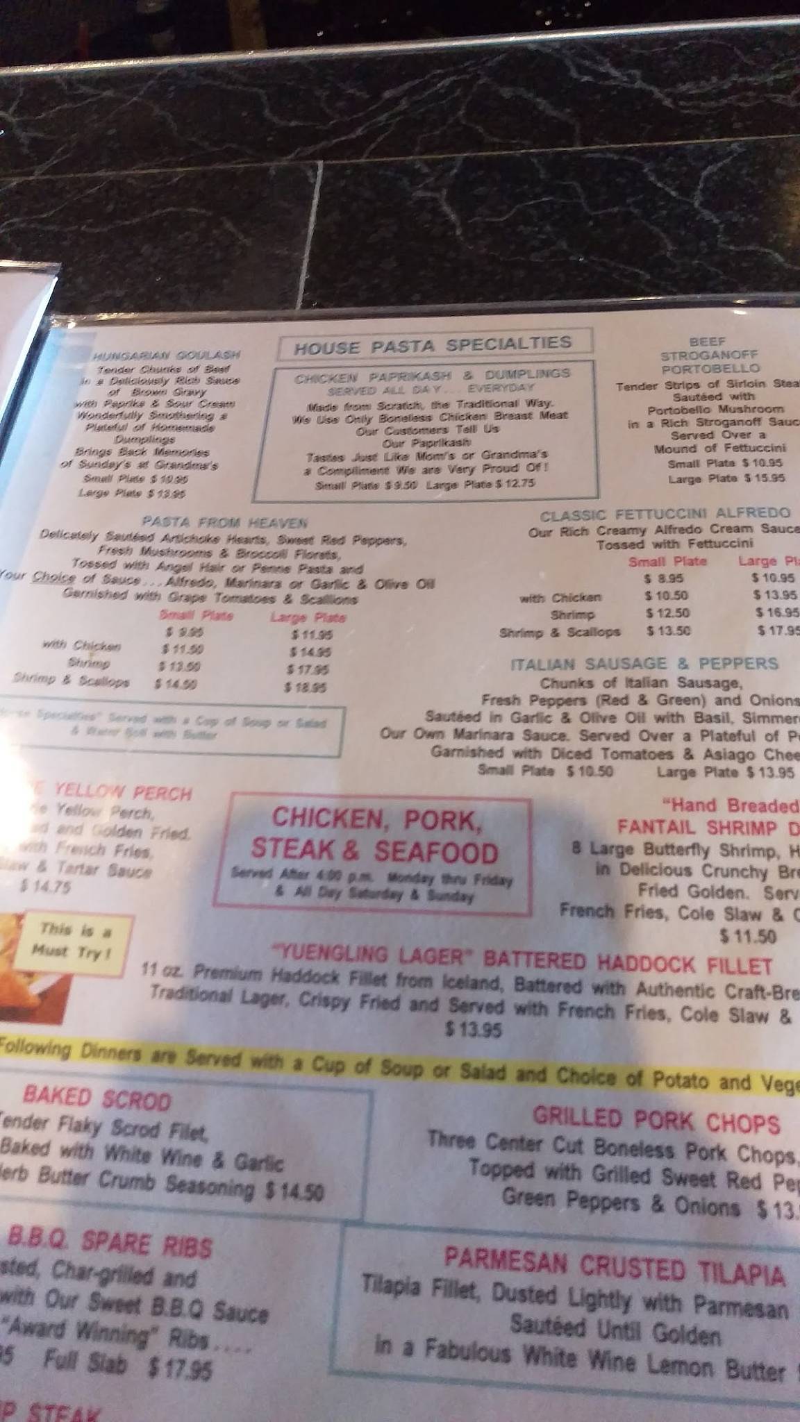 Menu at Clubhouse, Parma Heights
