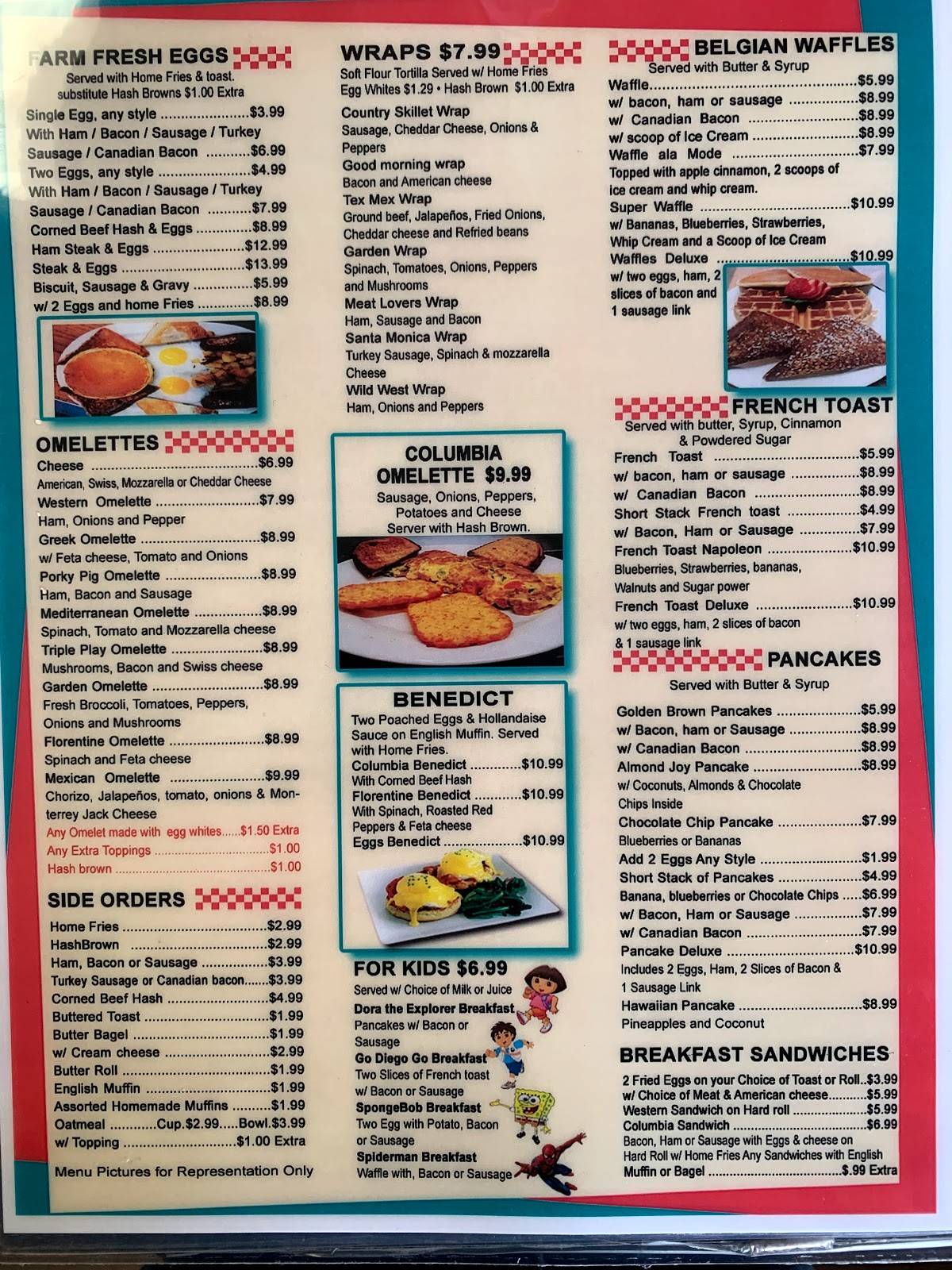 Menu at Columbia Diner restaurant, Valatie, NY-9H