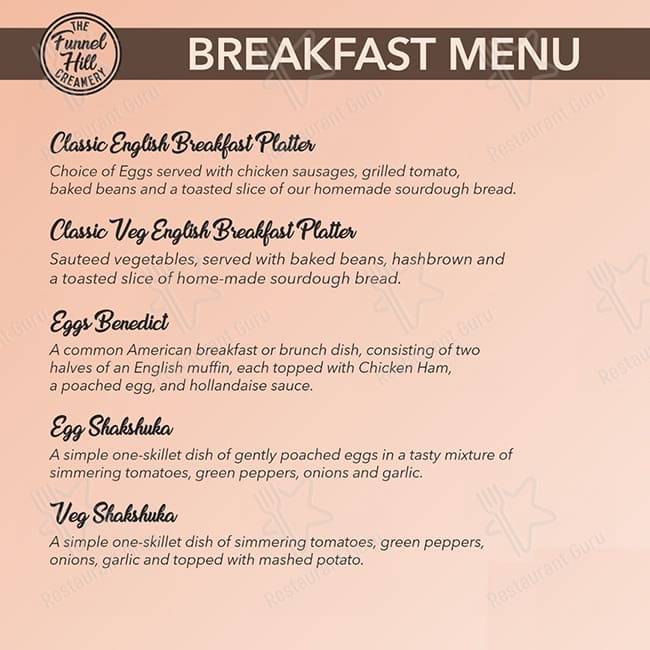 Menu at The Funnel Hill Creamery, Hyderabad, Mathur Rd