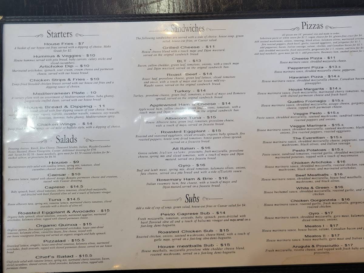 Menu at Eight Ball Cafe, Everett