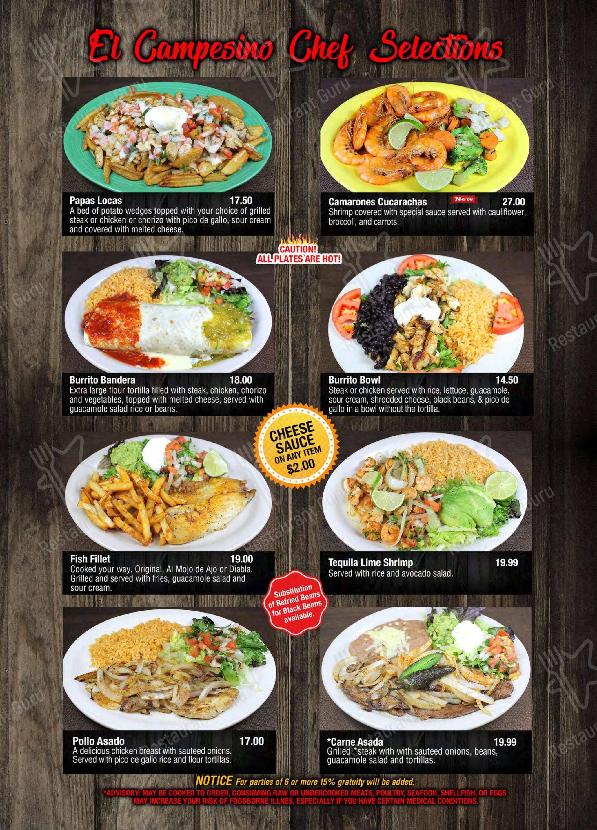Menu At El Campesino Mexican Restaurant Duncan