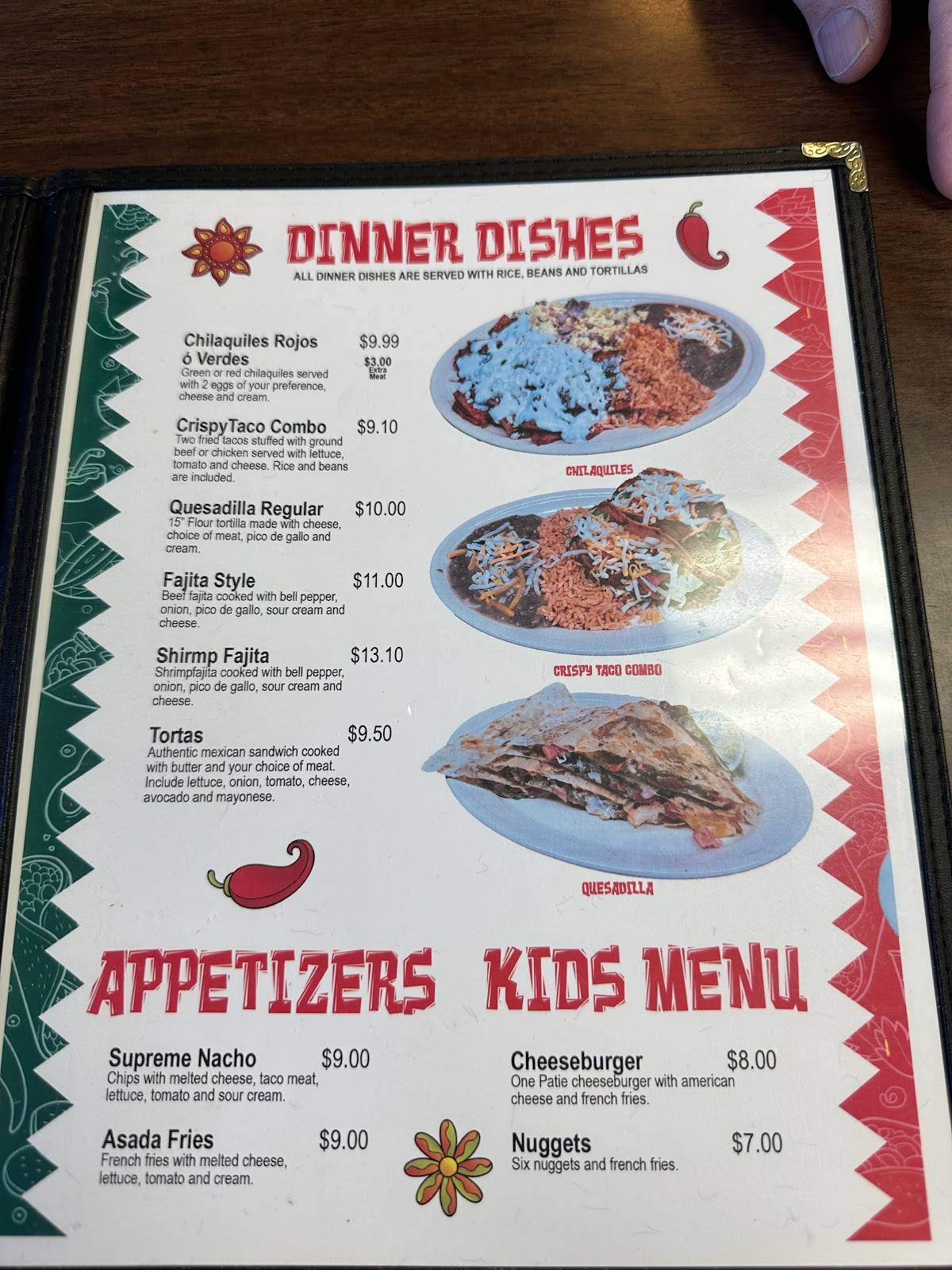 Carta de El Chapulin Mexican Restaurant, Wichita