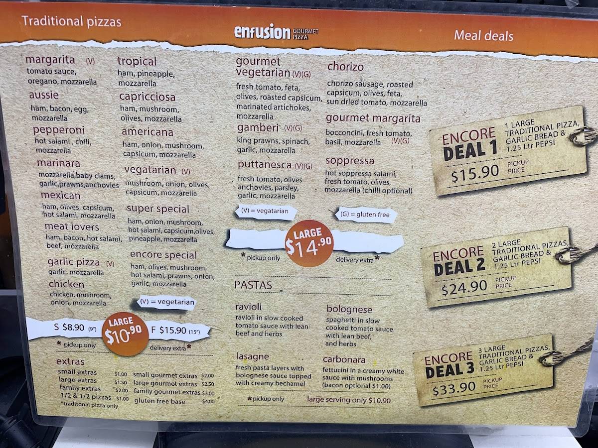 Menu at Encore Pizza Cranbourne pizzeria, Cranbourne