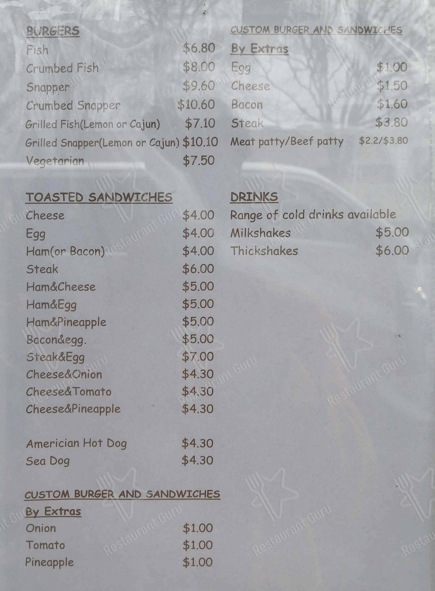 Menu at Epsom Fresh Fish & Chips Co fast food, Auckland