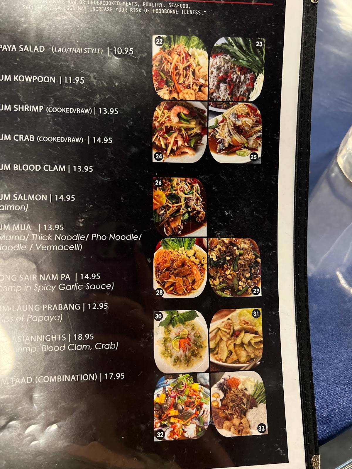 Menu at Asiannights LaoThai Cuisine & Bar, Haltom City