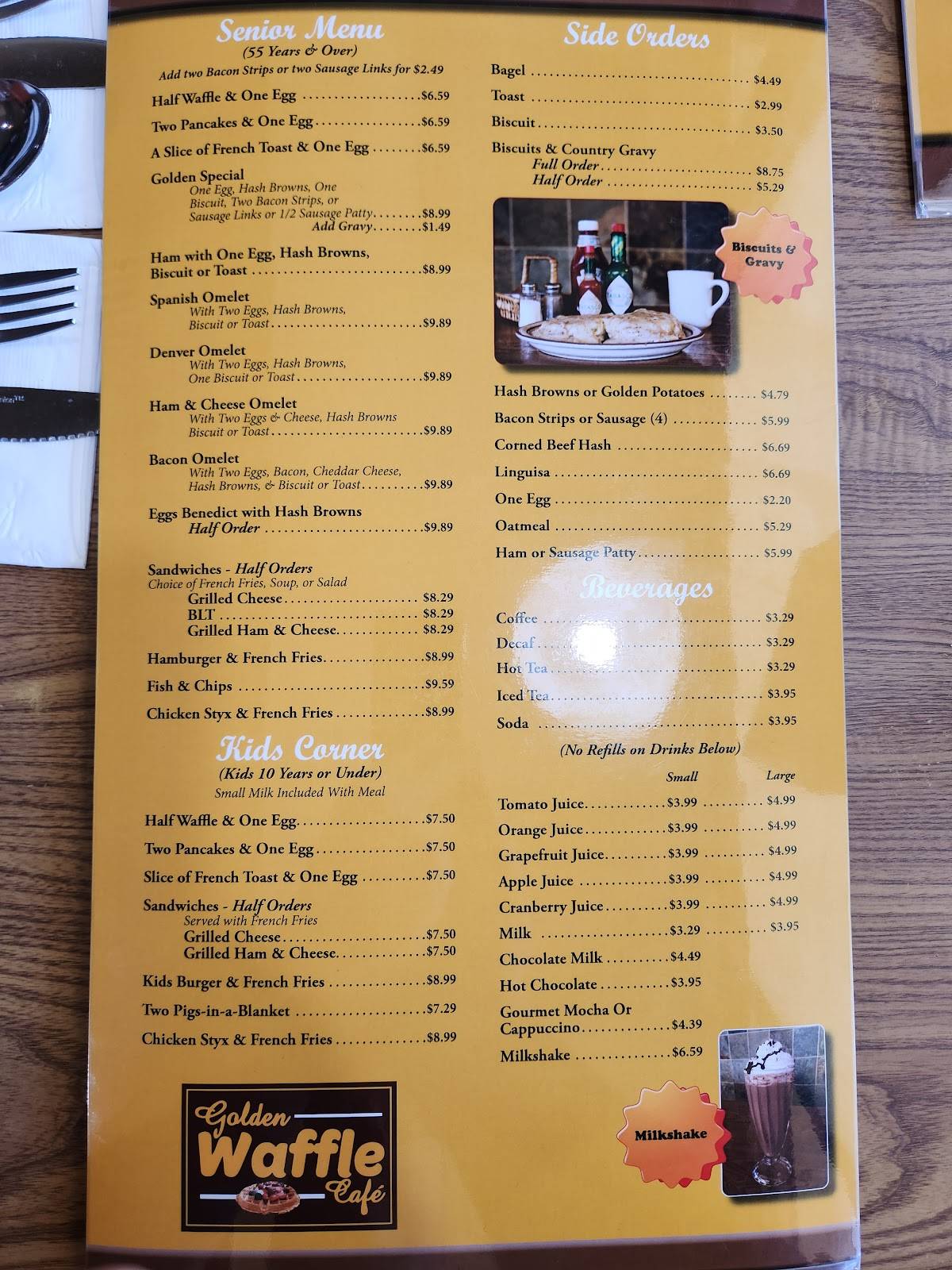 Menu at Golden Waffle Café restaurant, Placerville