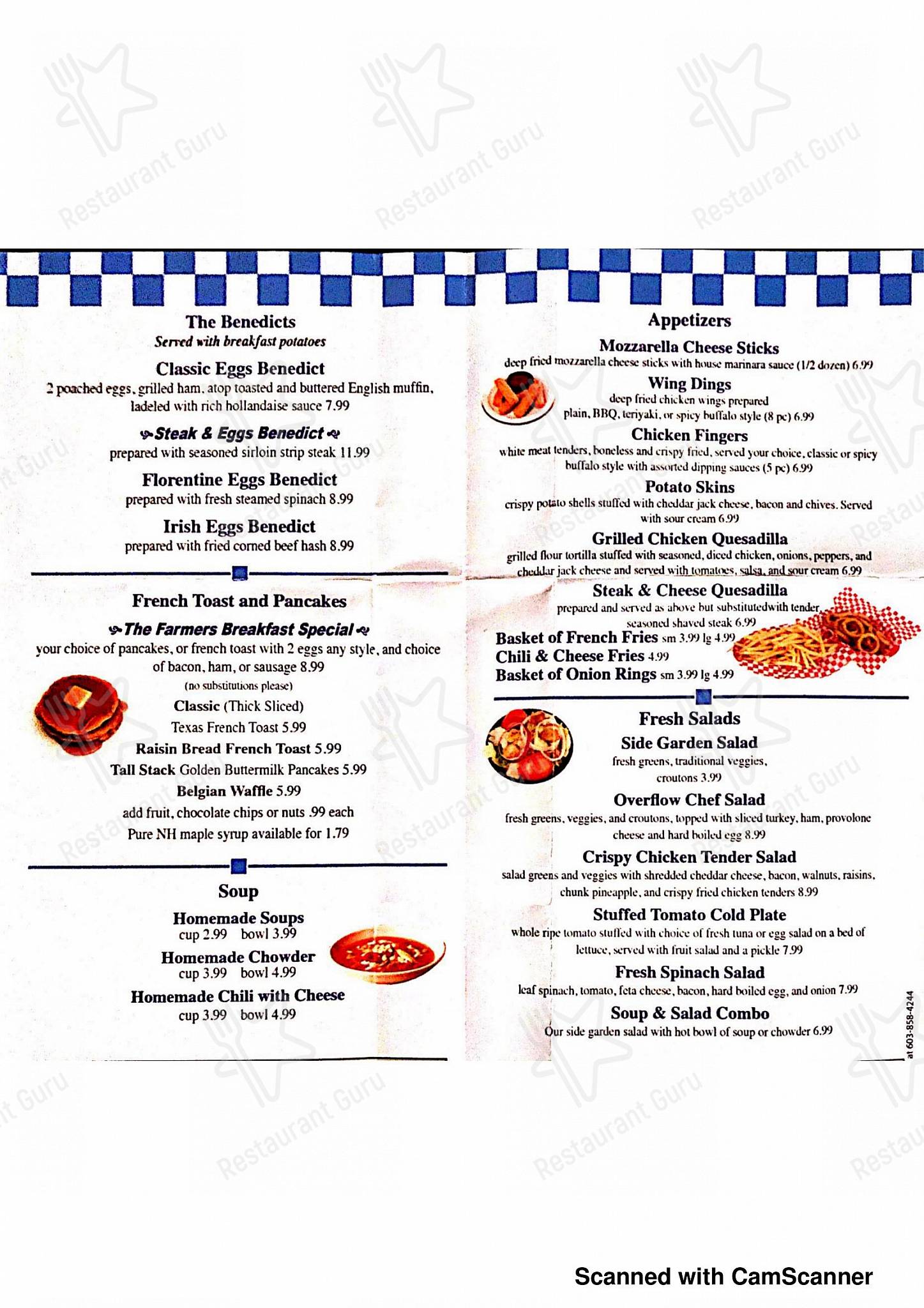 Menu at Annie's Overflow Restaurant, Holderness, 138 NH175A