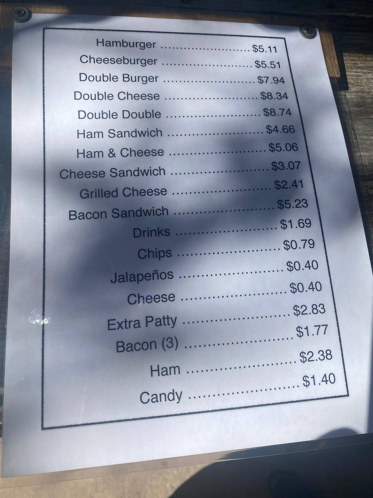 Menu at Herd's Burgers restaurant, Jacksboro