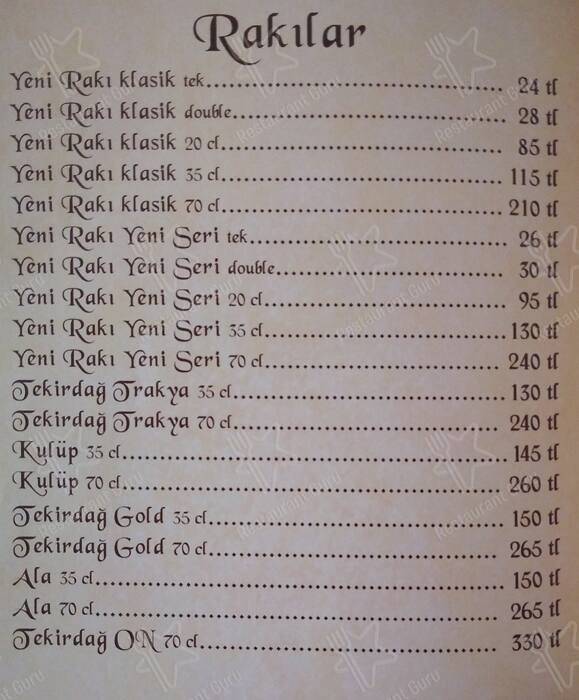 Jash İstanbul меню