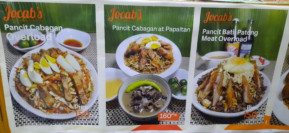 Menu At Jocab's Pancit Batil Patong At Pancit Cabagan Cagayan Valley's 