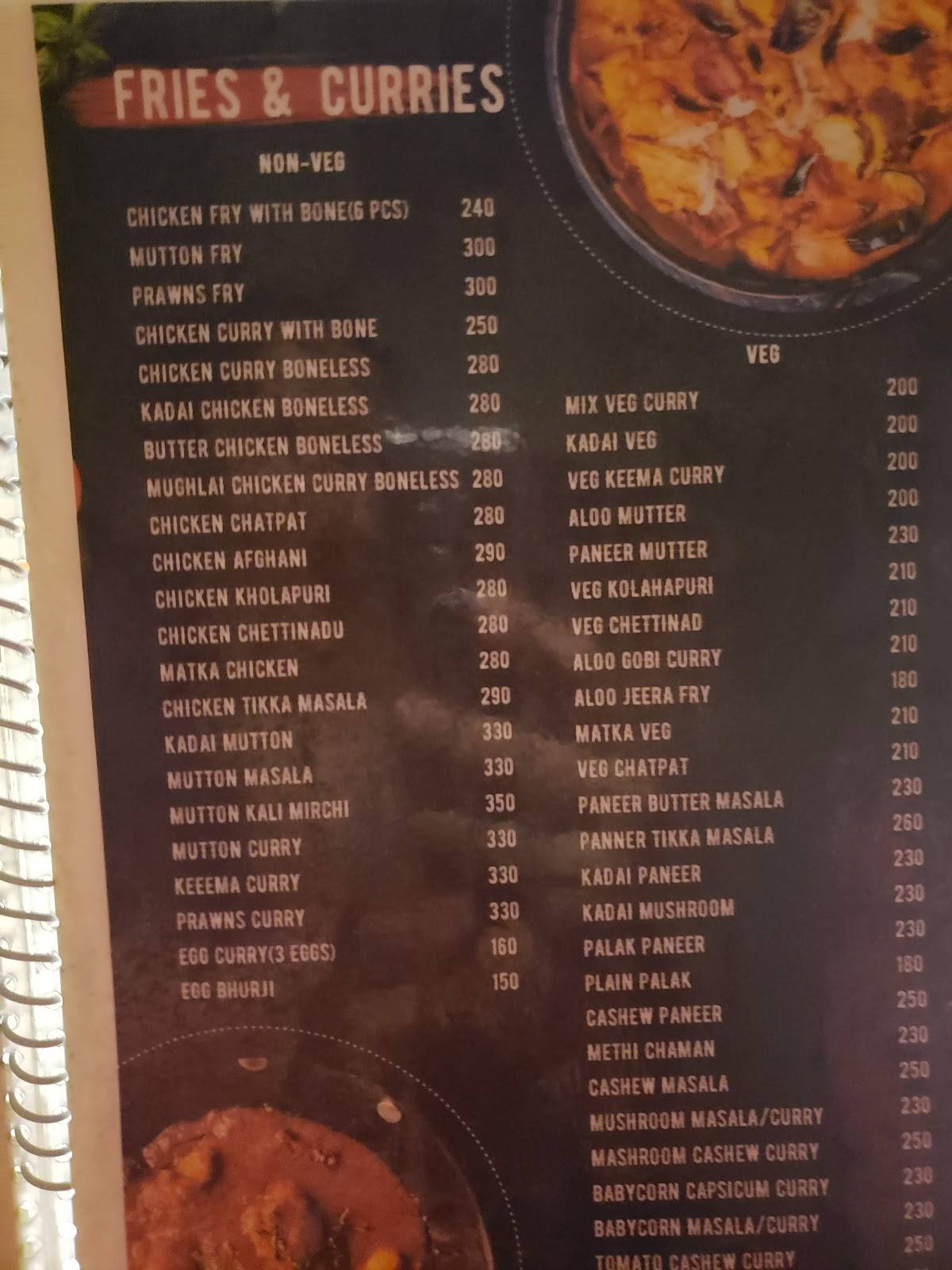 Menu at Hungry Birds, Kakinada, BVS Patrudu St