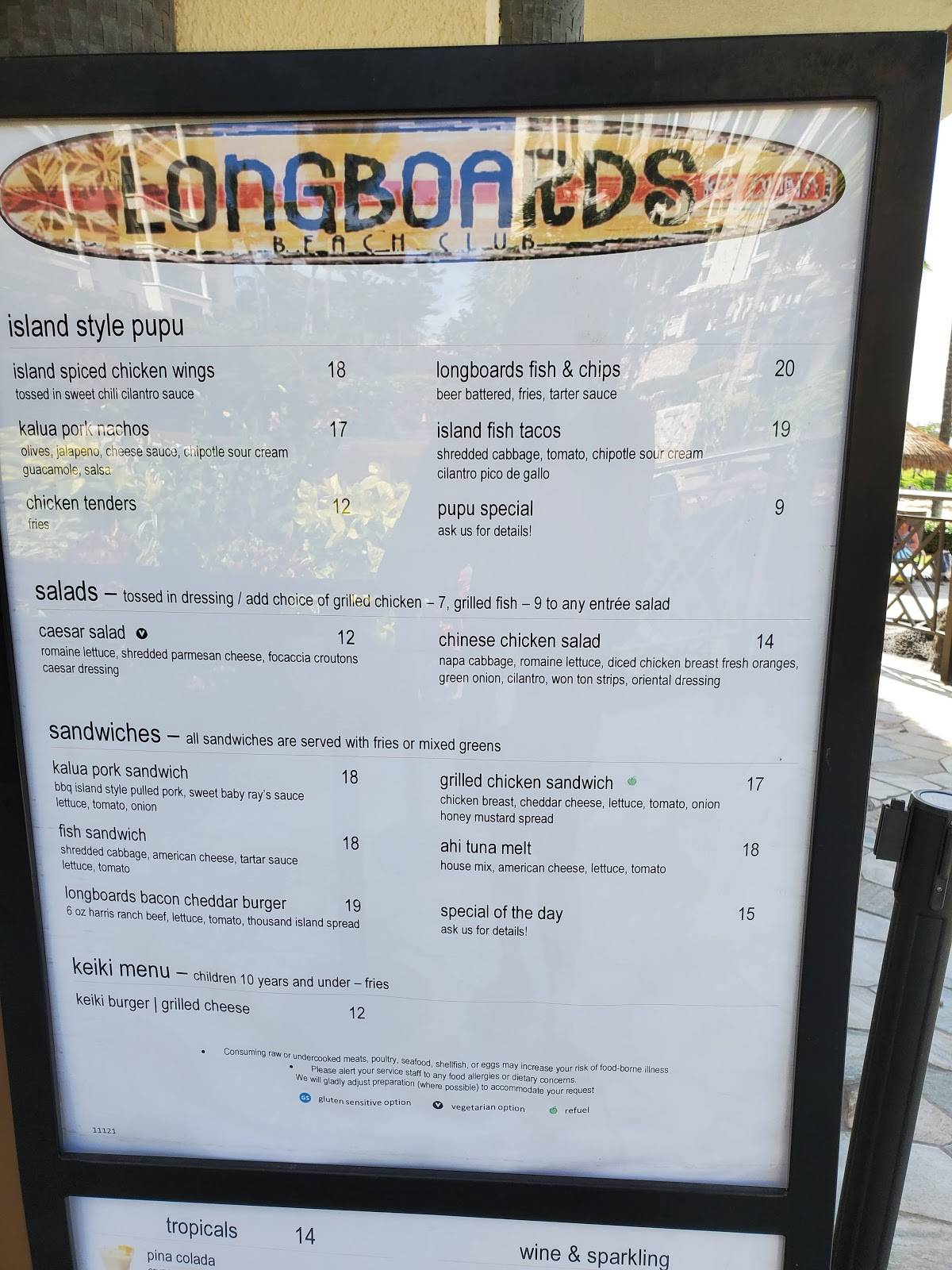 Menu at Longboards pub & bar, Kapolei
