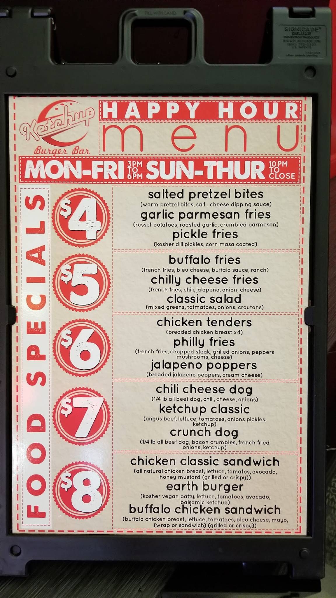 Menu at Ketchup Premium Burger Bar, Las Vegas