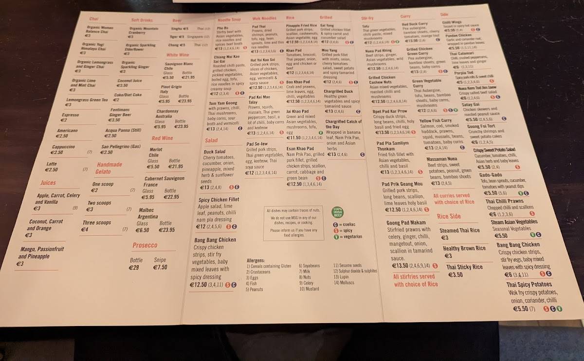 Menu at Khao Asian Street Food restaurant, Killarney