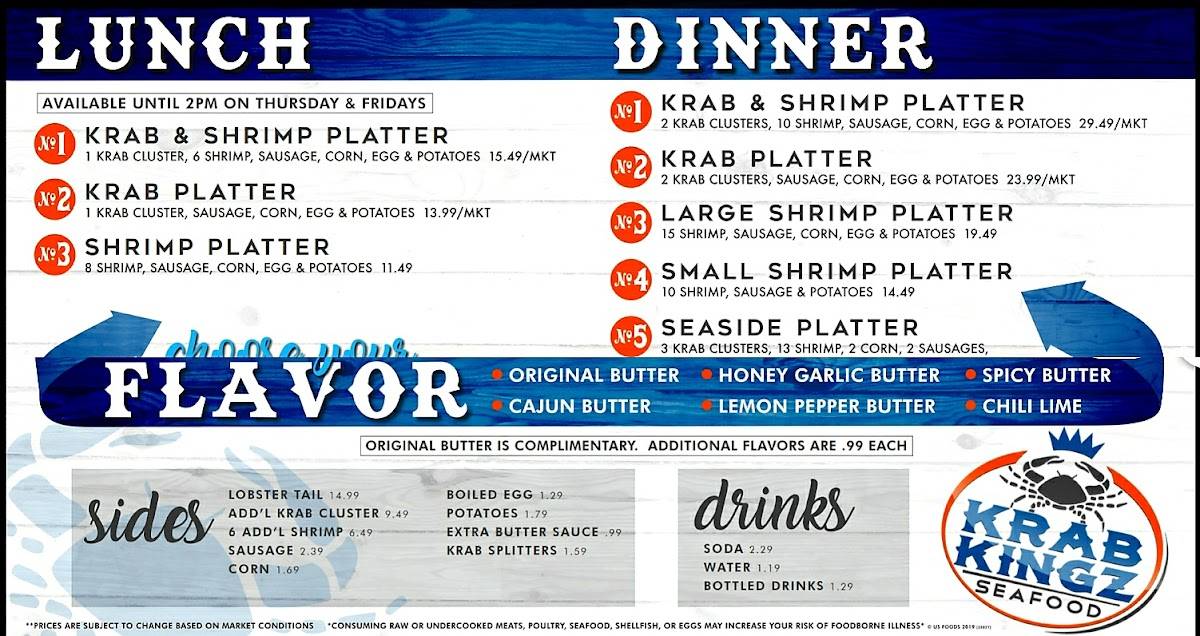 Menu at Krab Kingz Seafood KCK restaurant, Kansas City
