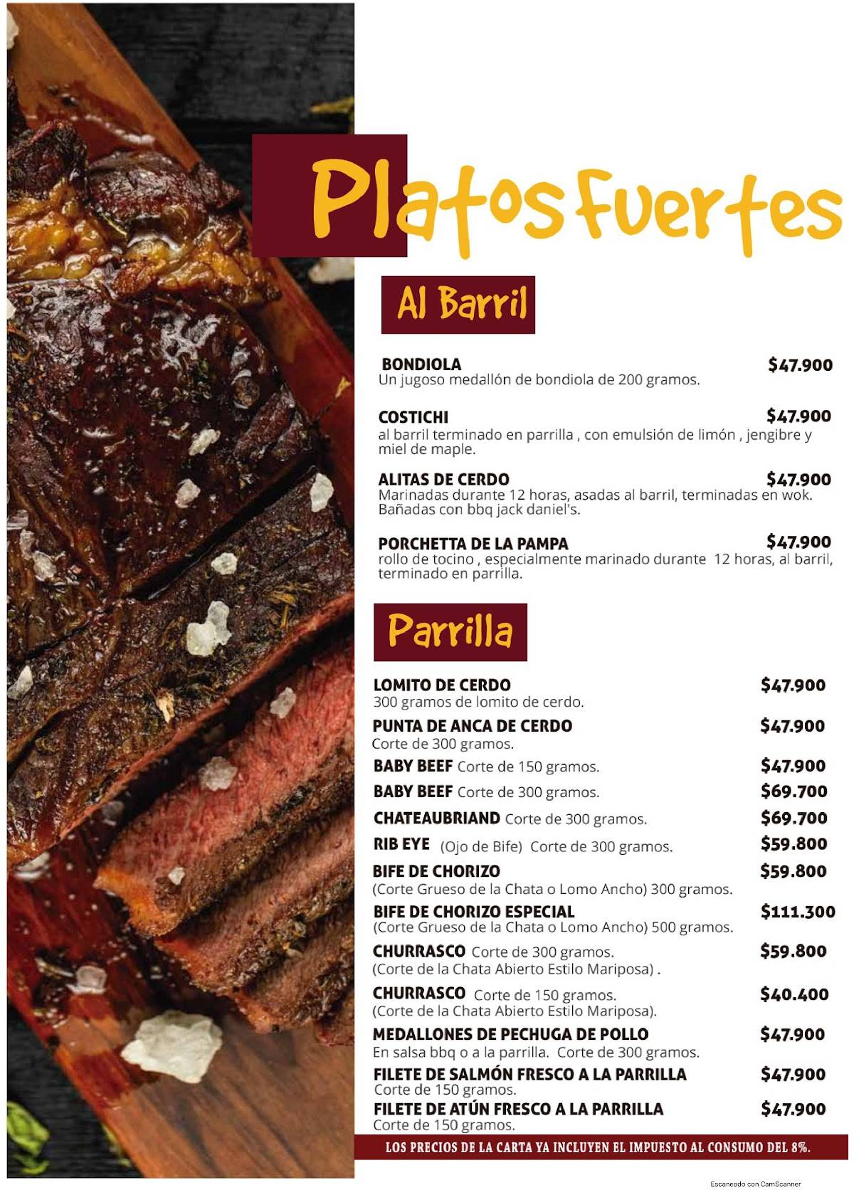 Carta del restaurante La Pampa, Medellín, Cra 30 # 10 C - 228