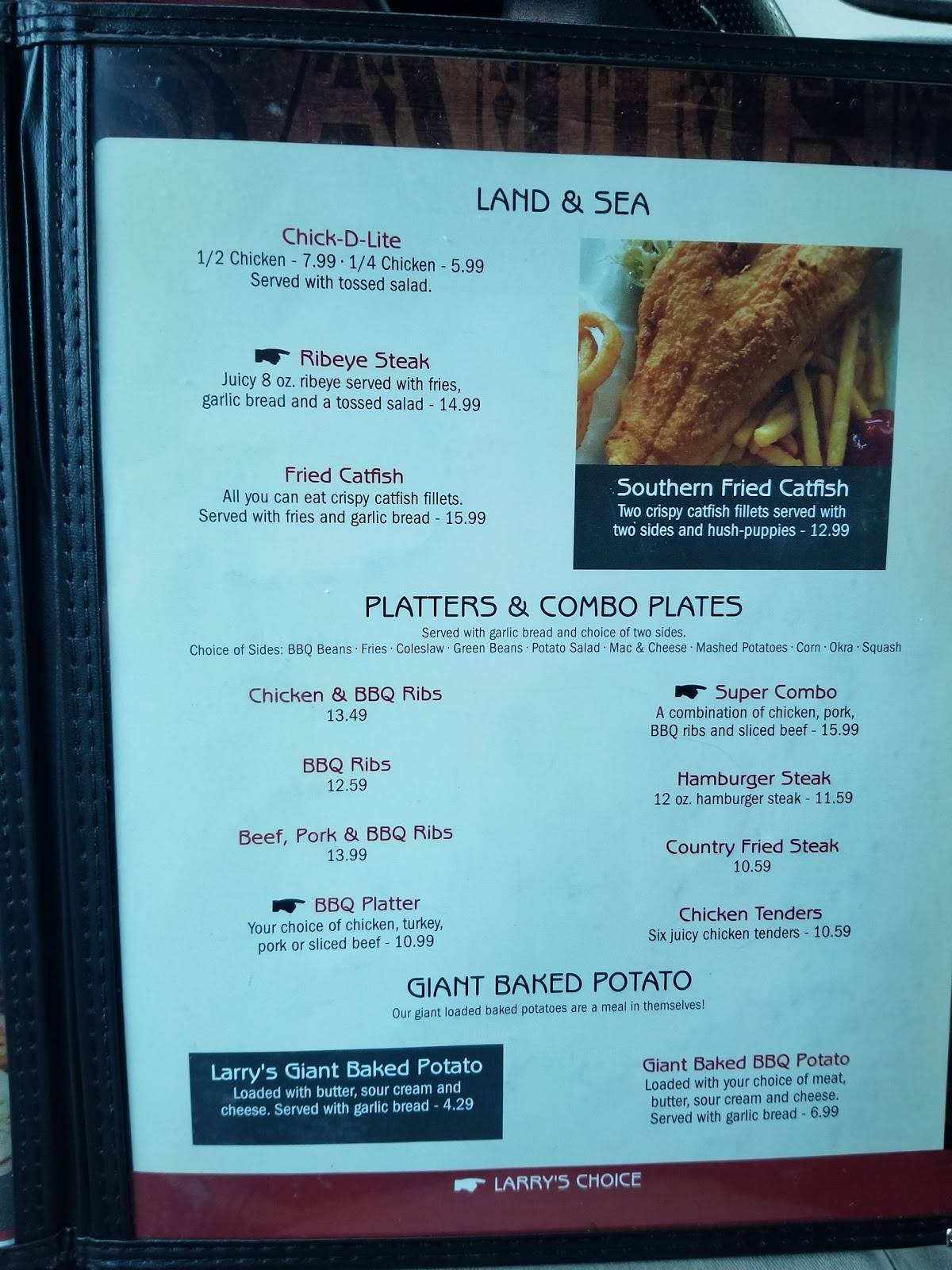 Menu at Larry's Real Pit Bar-B-Q, Enterprise