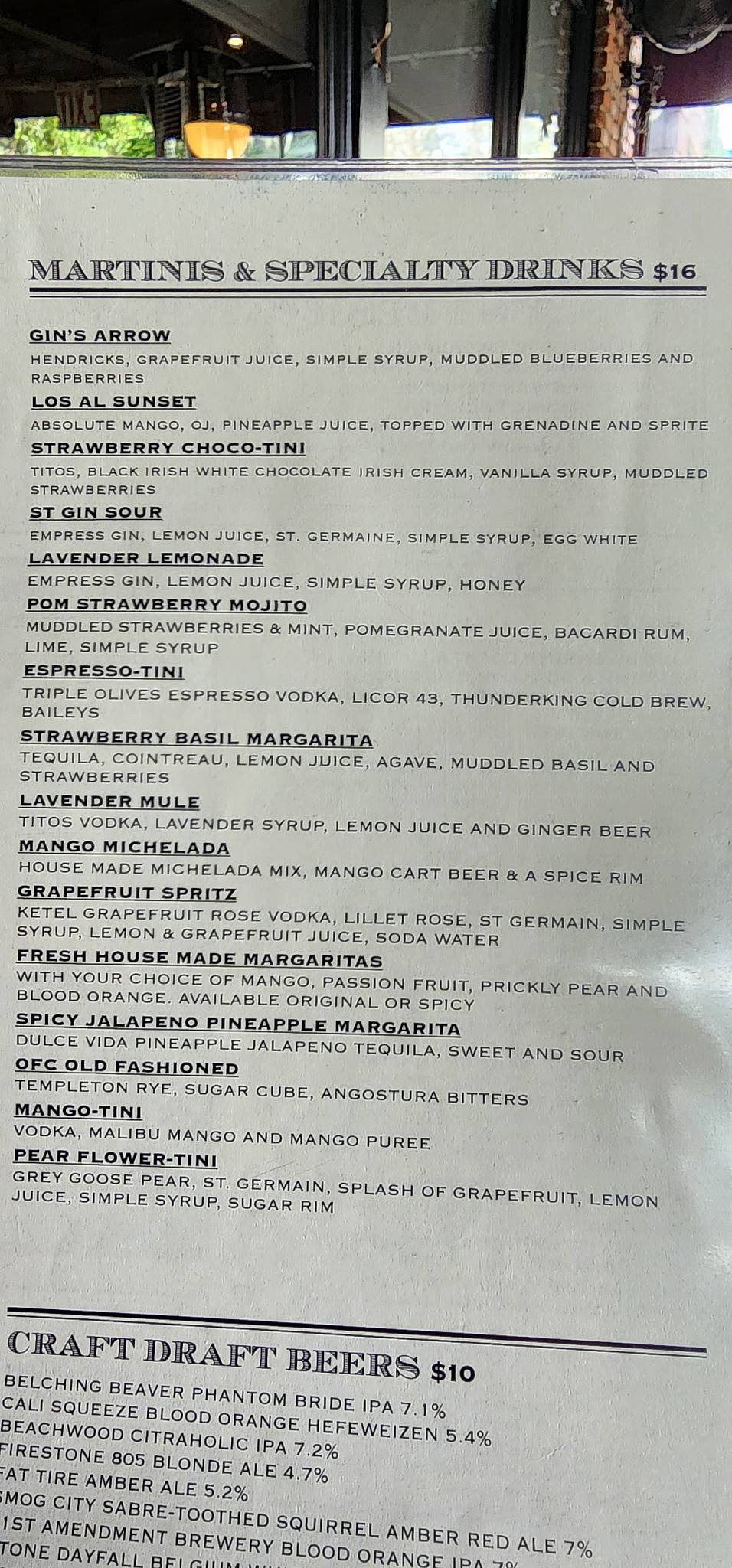 Menu at Original Fish Co. restaurant, Los Alamitos