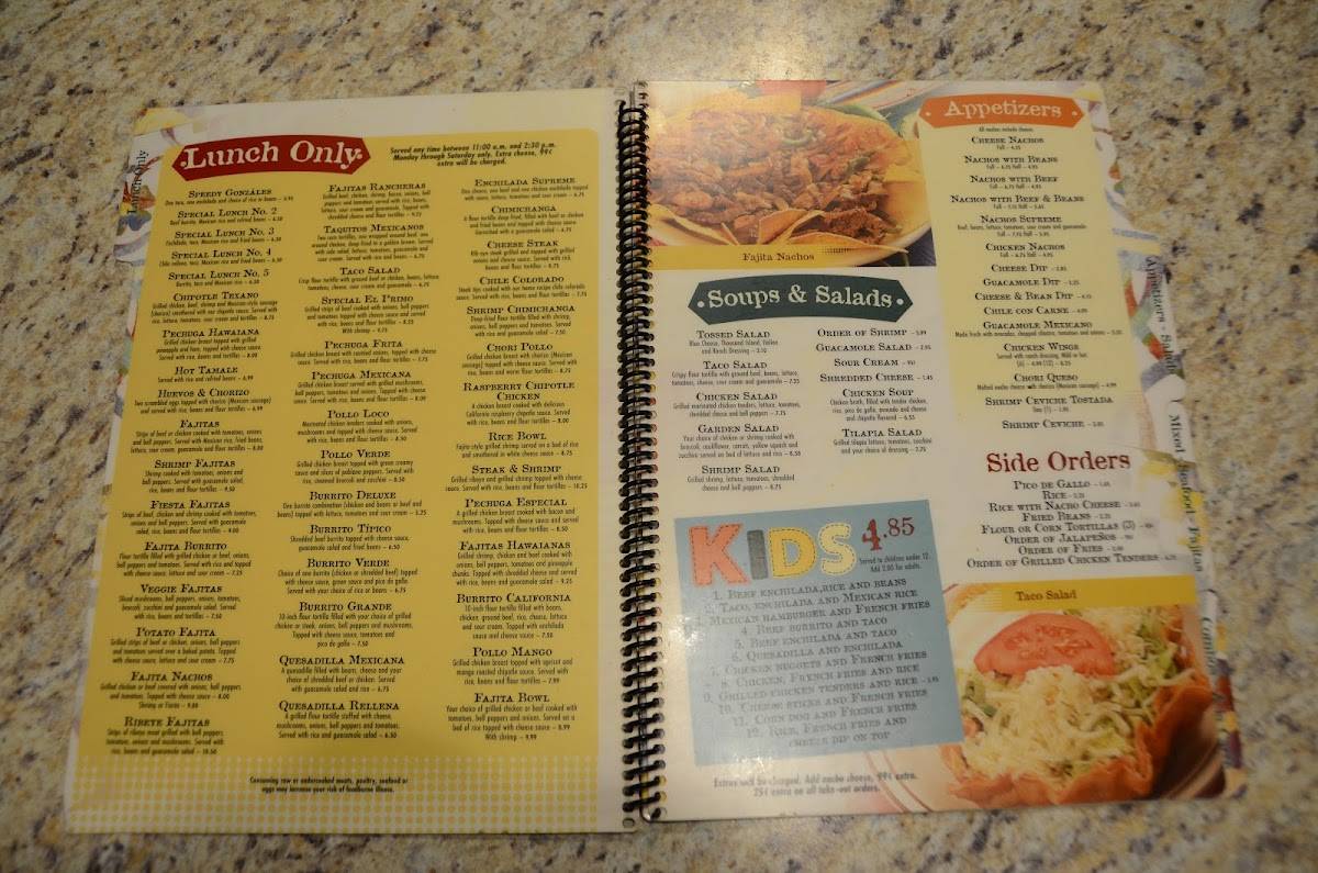 Menu at Los Portales Mexican Restaurant, Murray, Lowes Dr