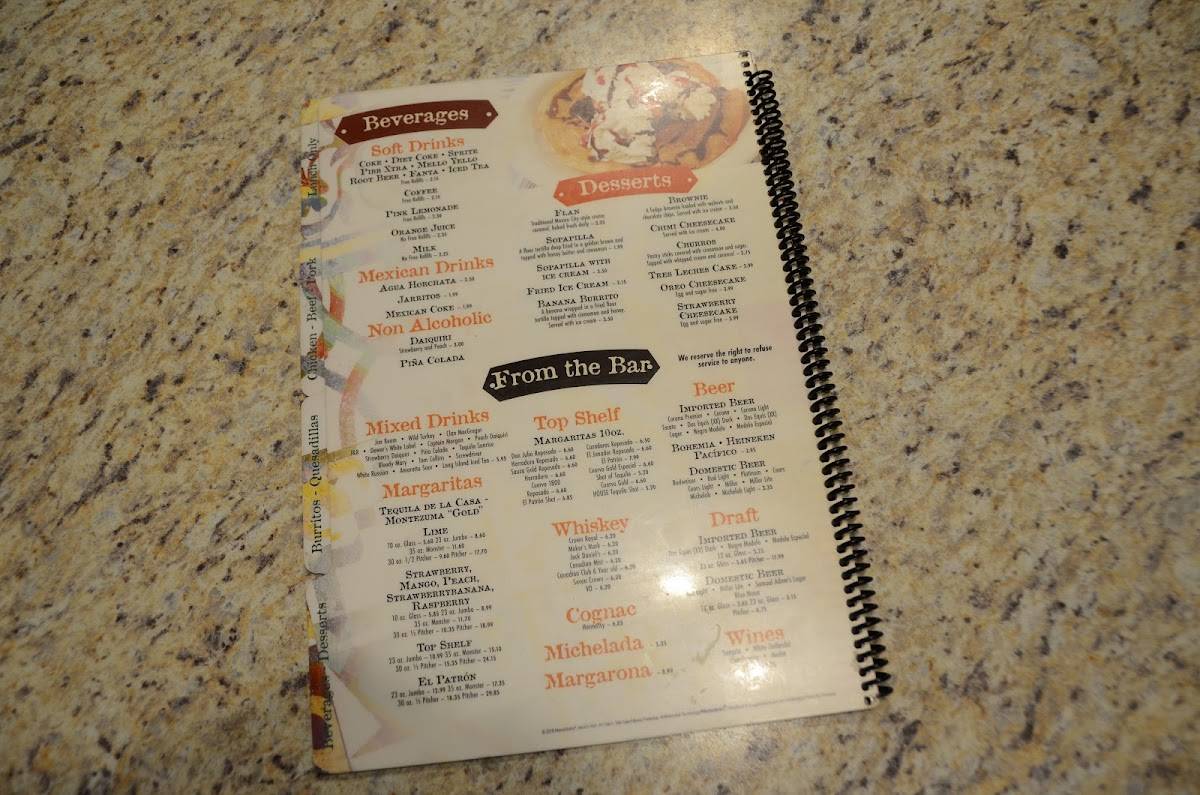 Menu at Los Portales Mexican Restaurant, Murray, Lowes Dr
