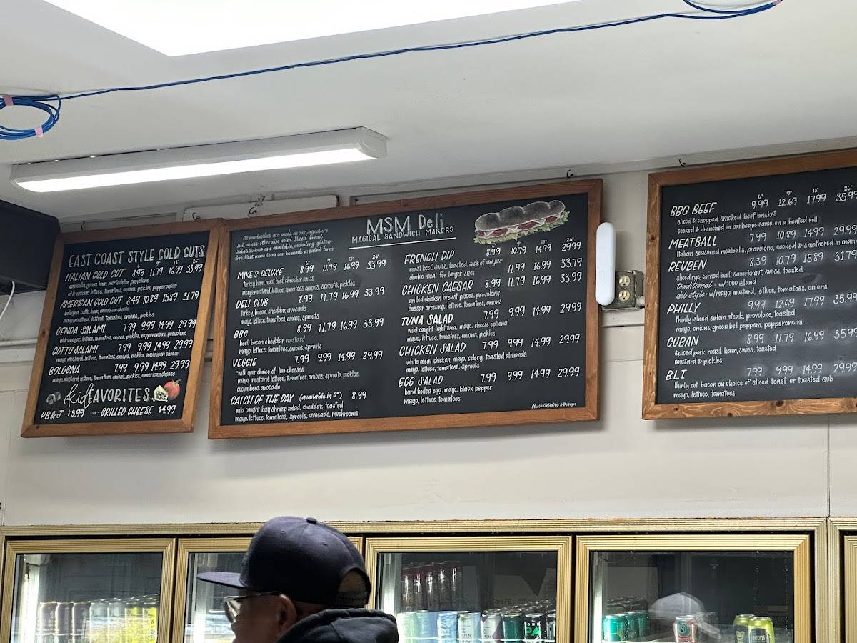 Menu at MSM Deli restaurant,