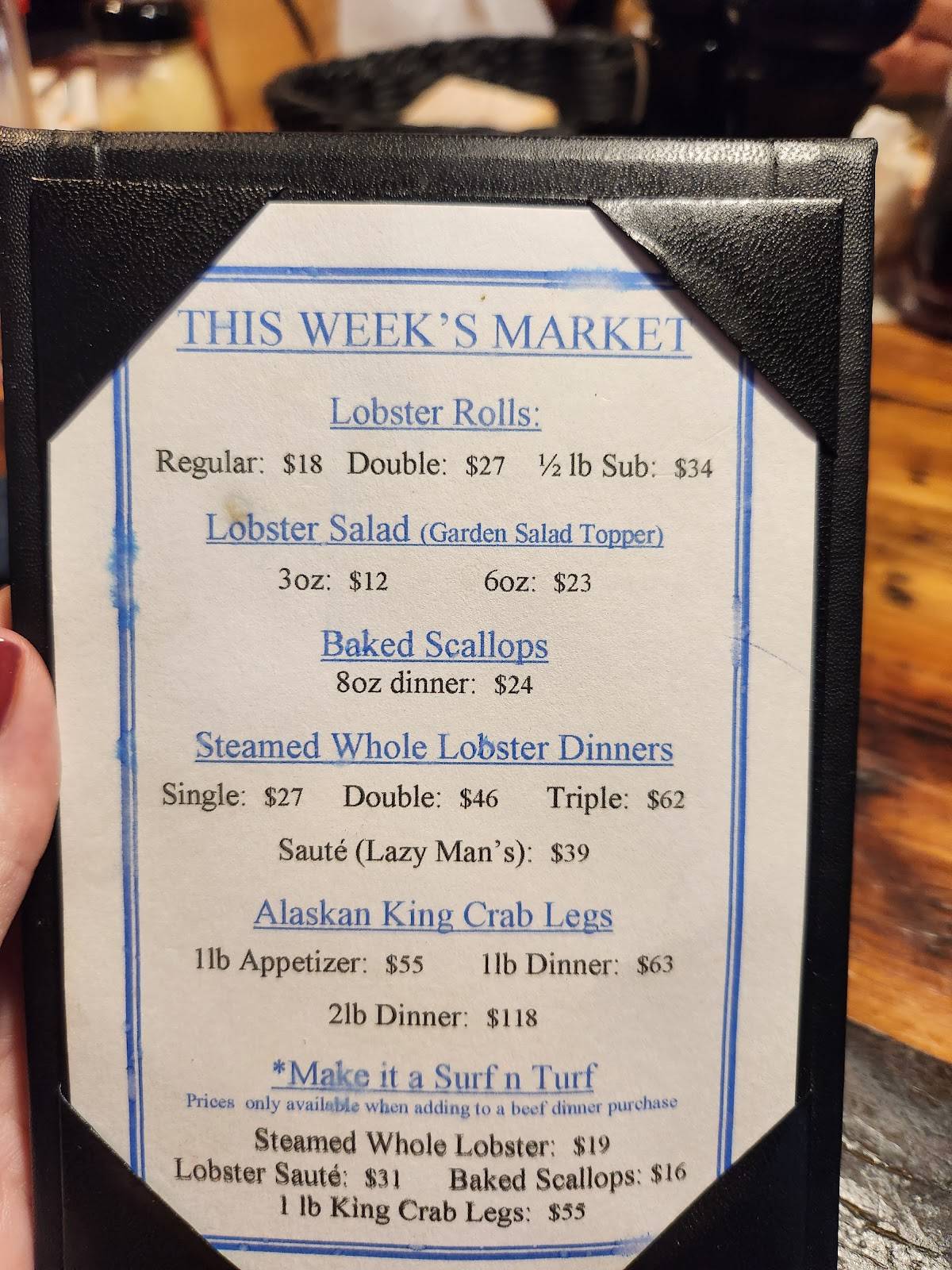 Menu at Mike's Restaurant, Fairhaven