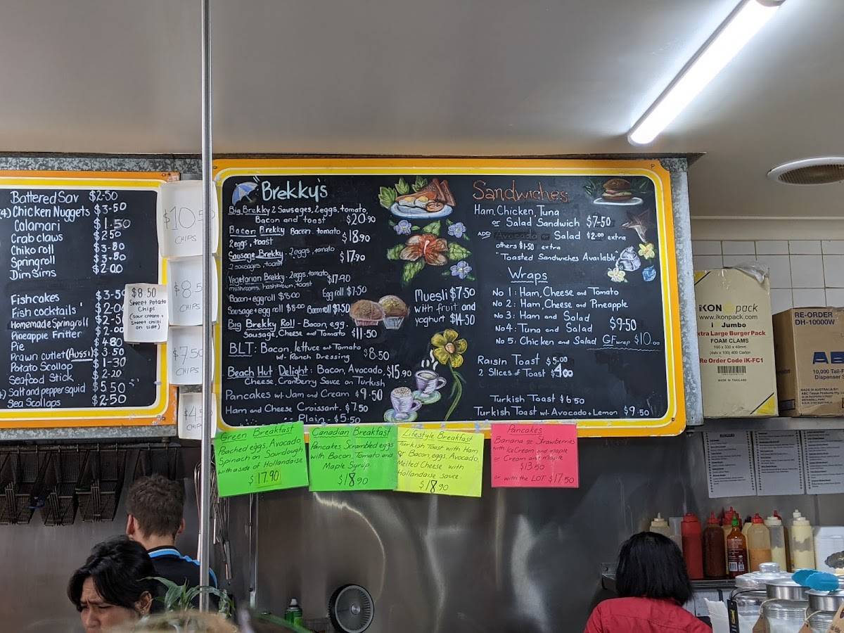 Menu at Mollymook Beach Hut Cafe, Mollymook