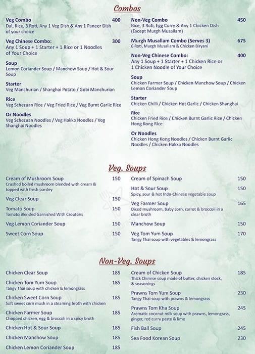 Global Flavours menu