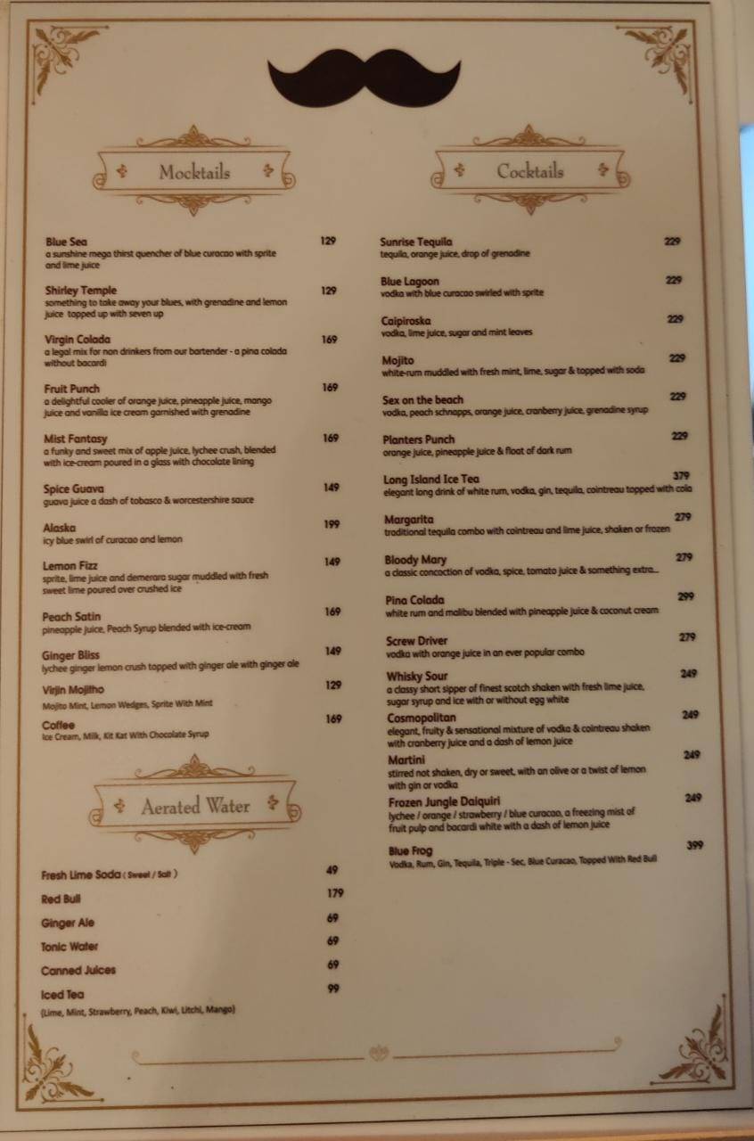 Menu at My Big Daddy's Kitchen, Mysore, Mysuru